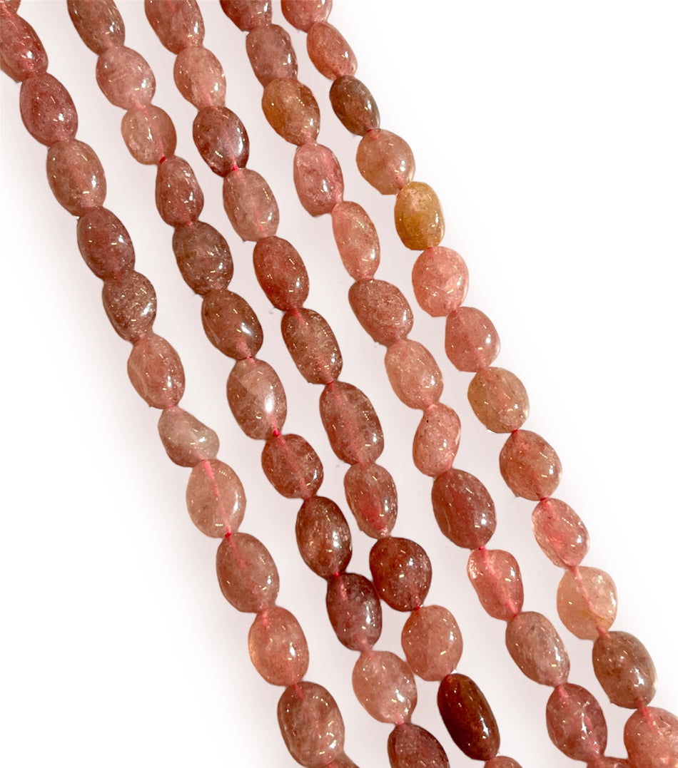 Cherry Quartz Nugget Strand, 14-16mm