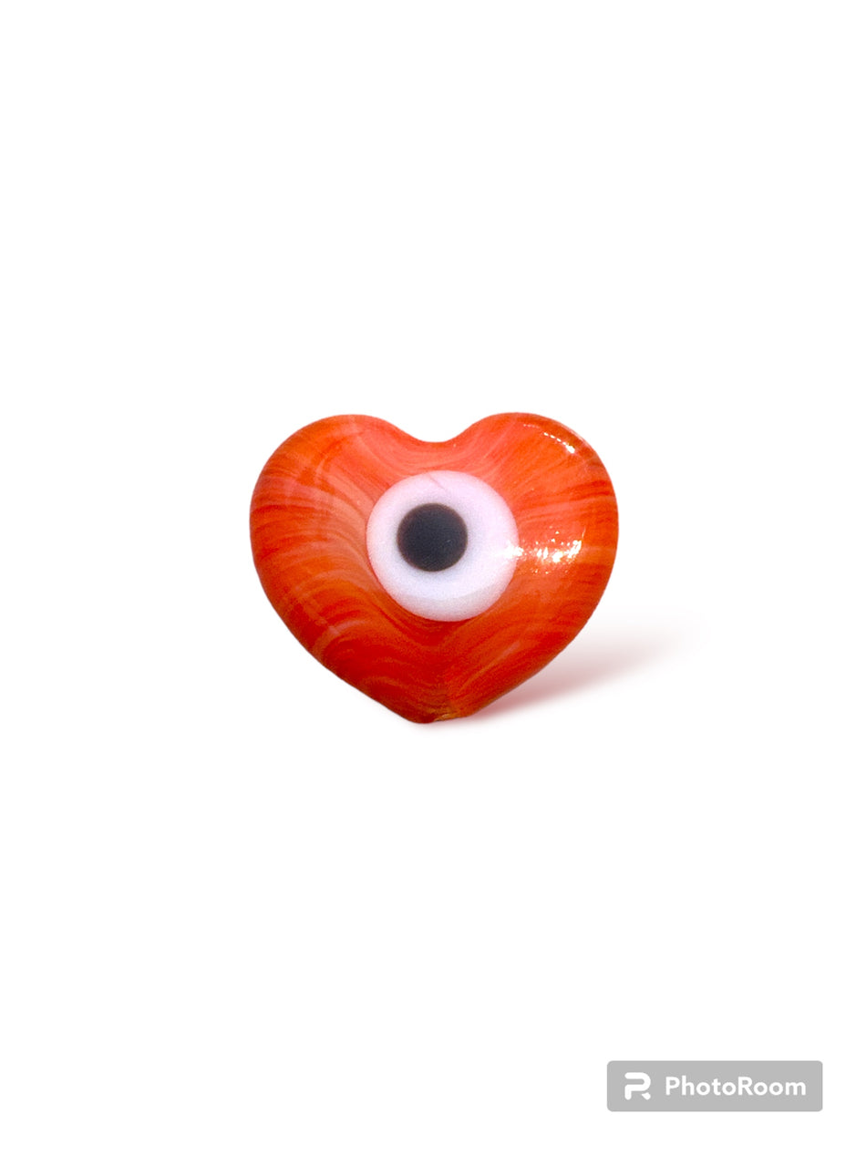 Evil Eye Glass Heart, 1pc