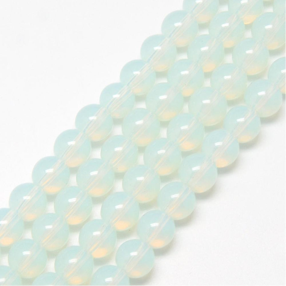 White Glass Bead Strand 8mm, 31inch Long