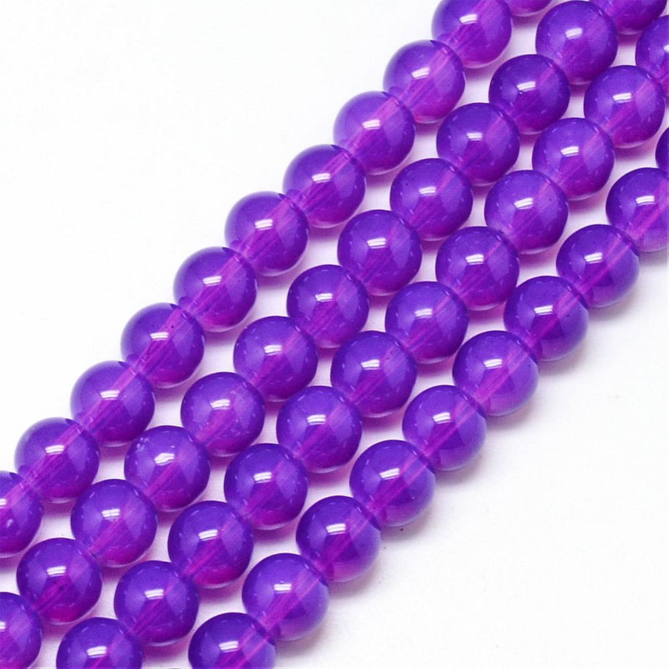 Purple Glass Bead Strand 6mm, 31inch Long