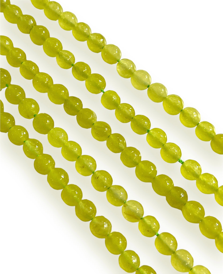 Faceted Green Round Jade Strand, 8mm