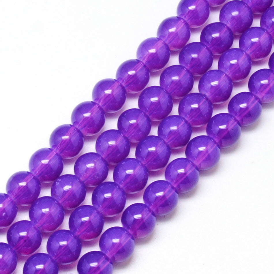 Purple Glass Bead Strand 8mm, 31inch Long