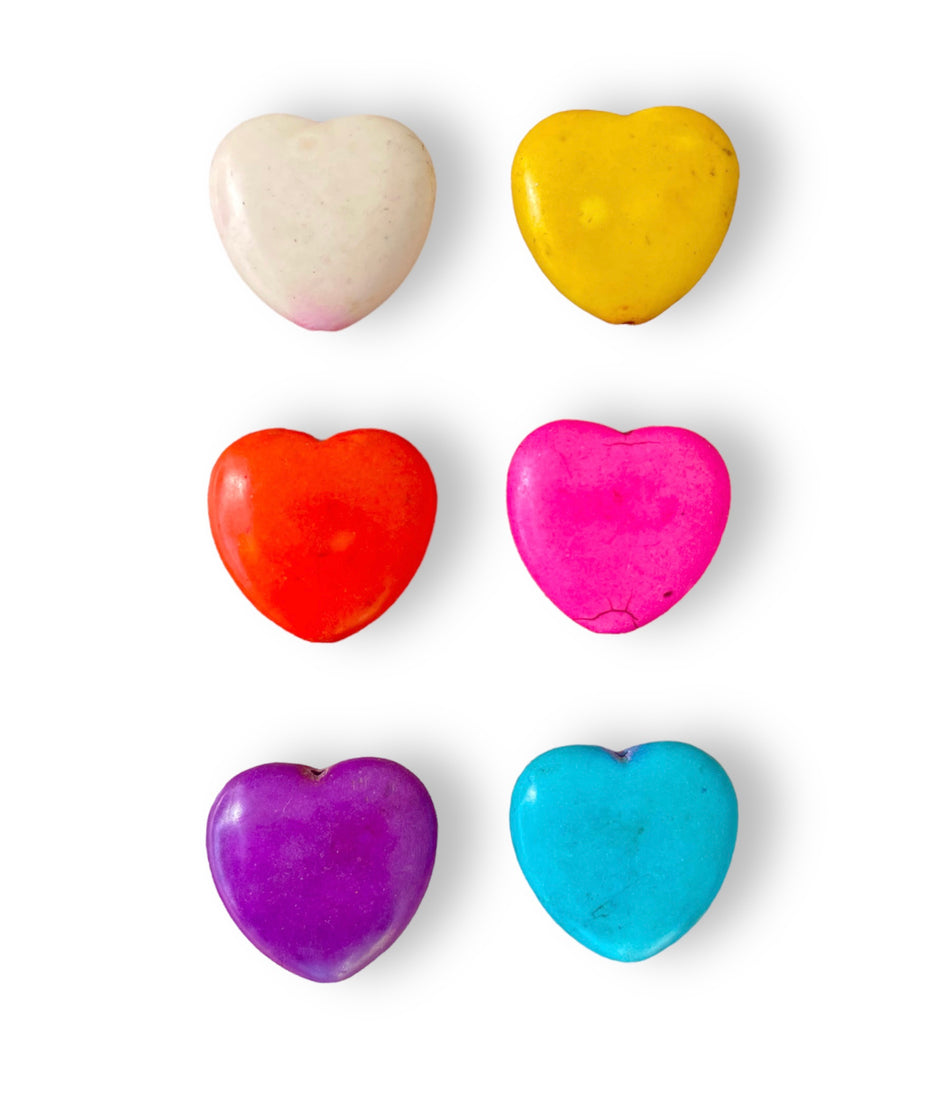 Howlite Hearts Mix, 4pcs