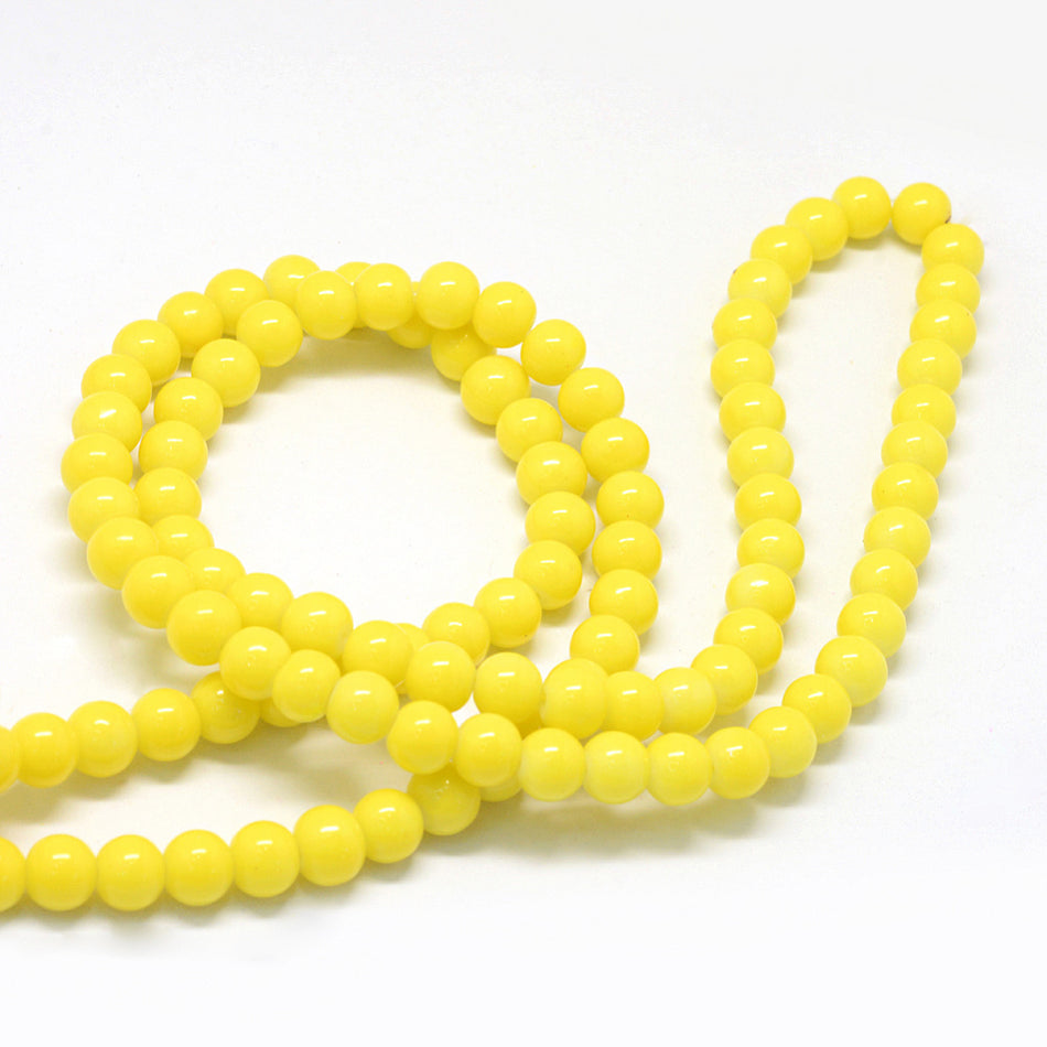 Hilo de cuentas de vidrio amarillo de 6 mm, 31 pulgadas de largo