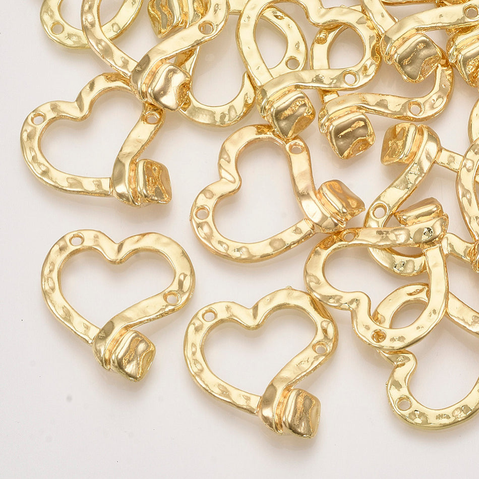 Gold Filled Heart Connectors 27mm, 3pcs