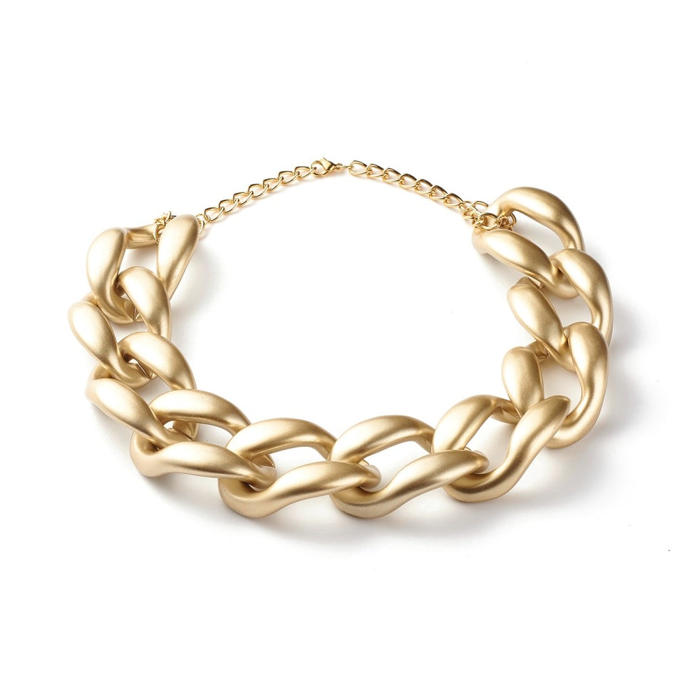 Gold Acrylic Chunky Chain Necklace, 16inch