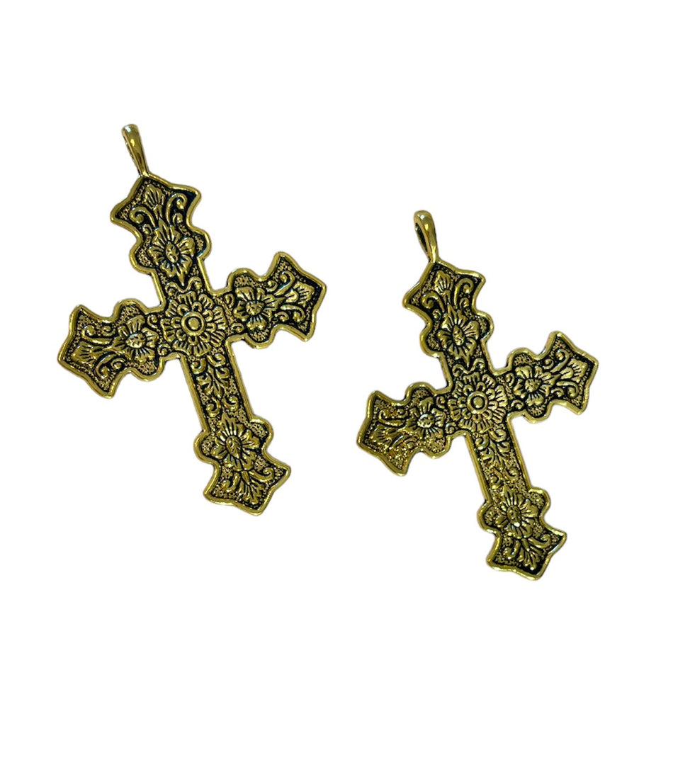 Gold Cross Pendant, 2 pcs