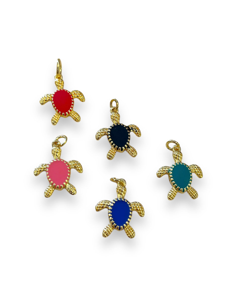 Gold-Filled Mix Color Turtle Charms, 5pcs