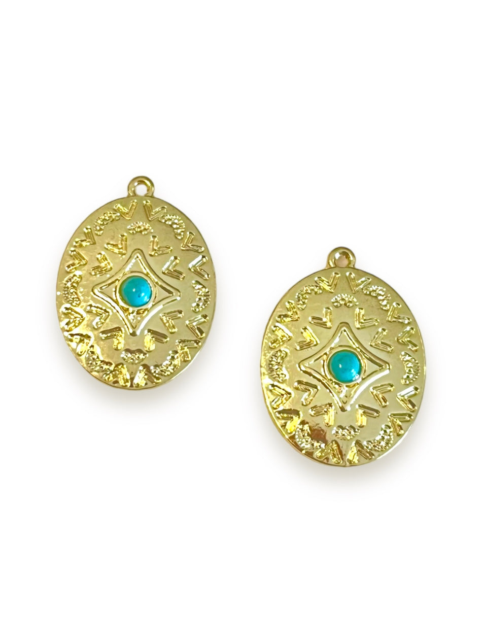 Gold-Filled Oval Pendant, 2pcs