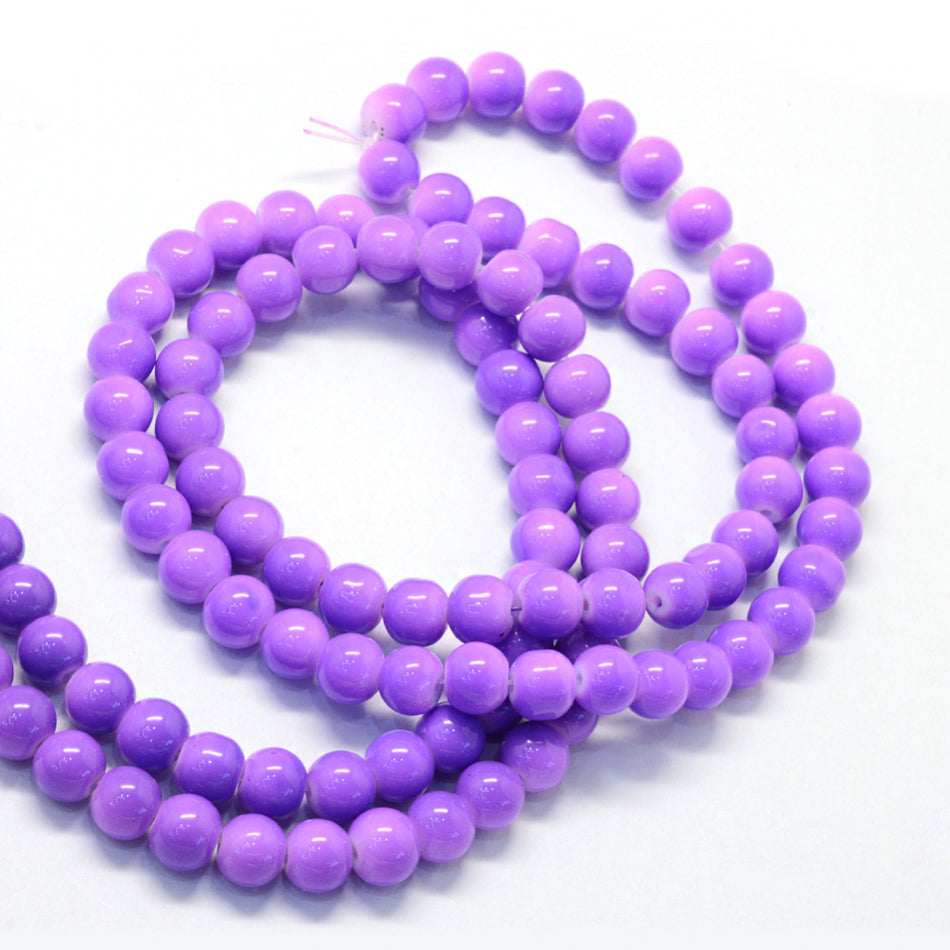 Purple Glass Bead Strand 8mm, 31inch Long