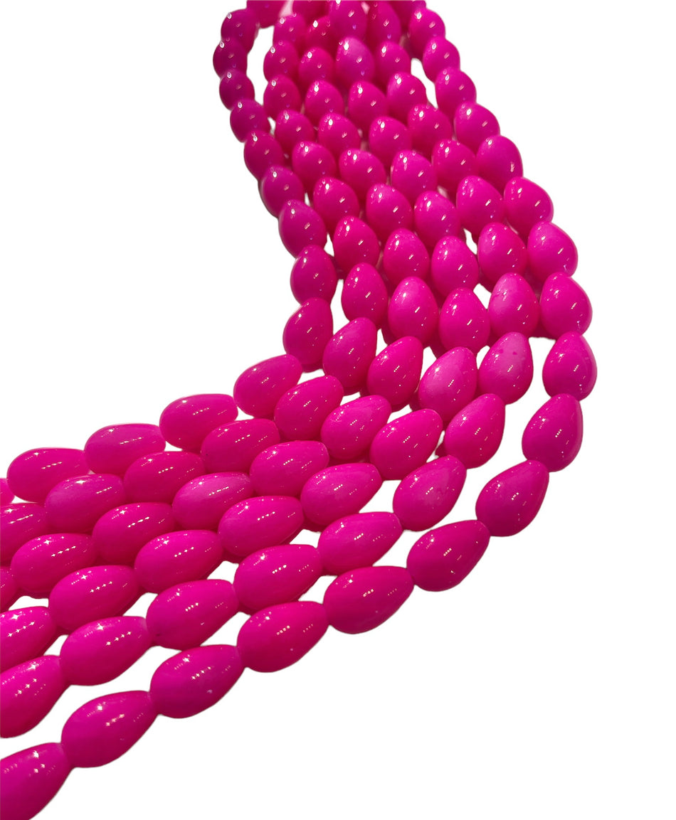 Fuschia Crystal Drop Bead 14mm, 1 strand