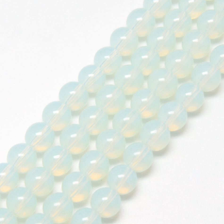 White Glass Bead Strand 6mm, 31inch Long