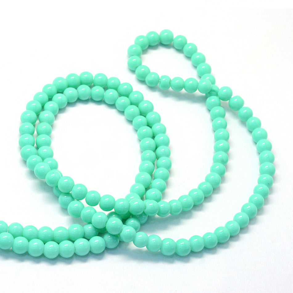 Turquoise Glass Bead Strand 8mm, 31inch Long