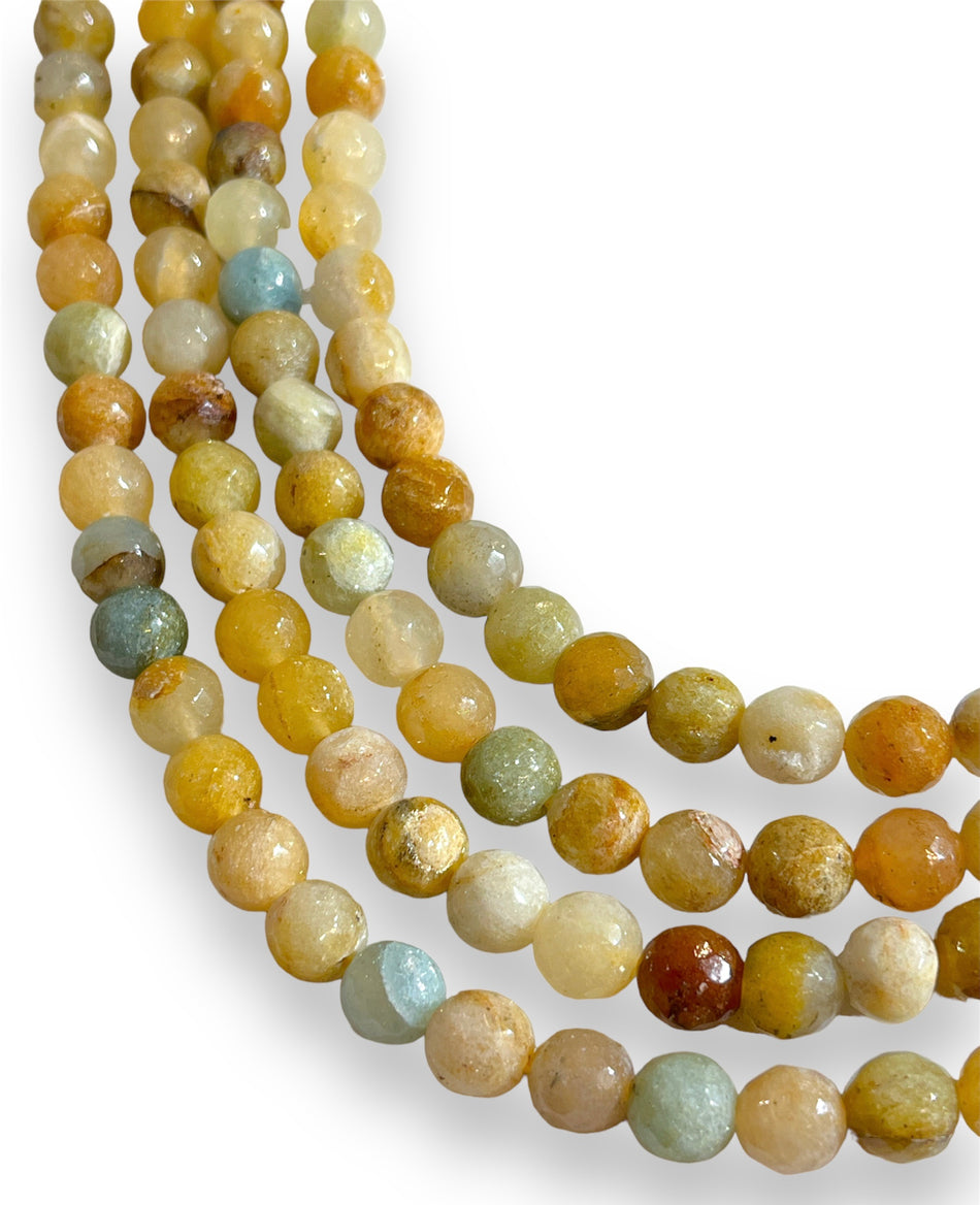 Faceted Light Brown  Round Jade Strand, 10mm