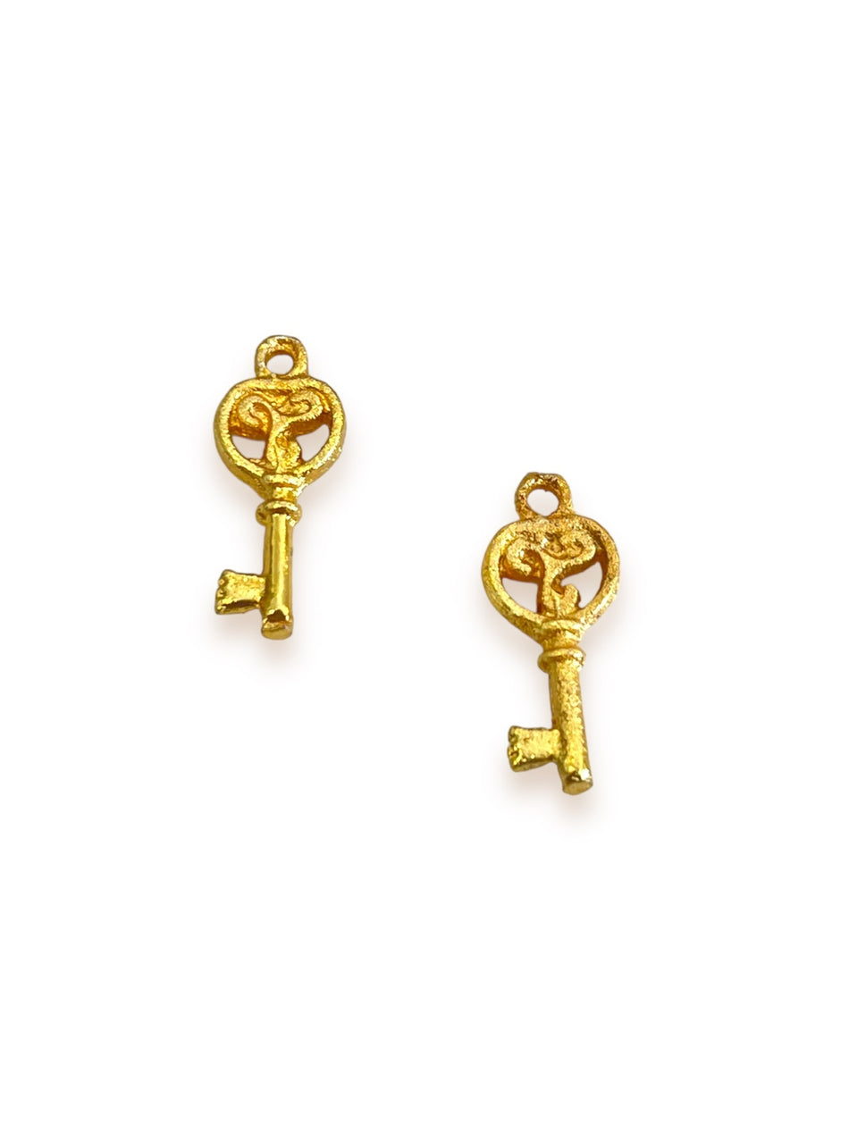 Gold-Filled Key Pendants, 2pcs