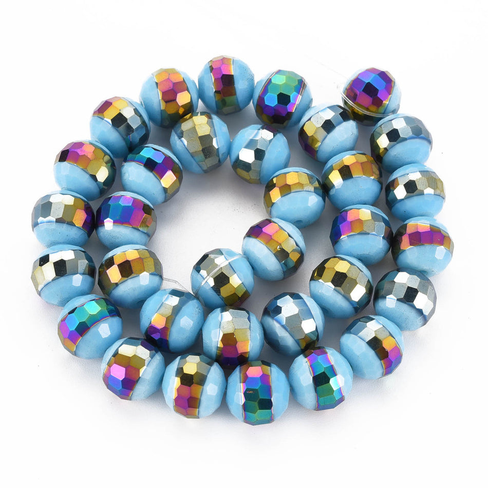 Light Blue Round Glass Bead Strand 12mm, 33pcs