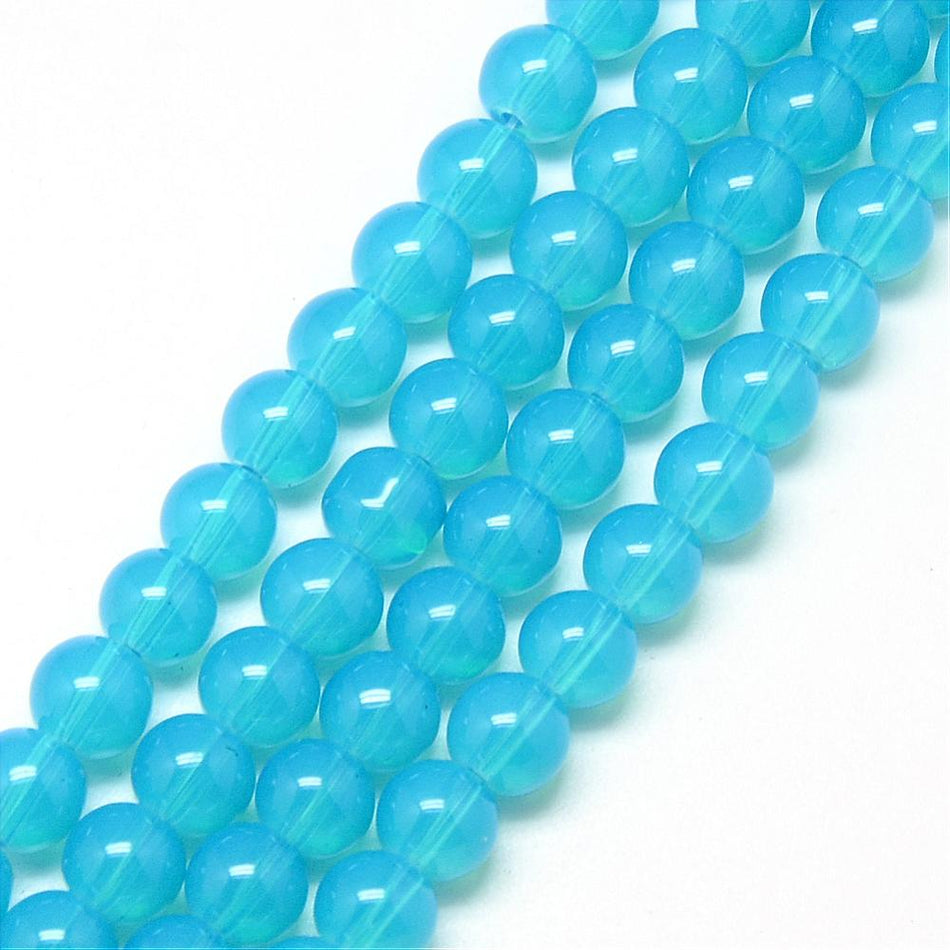 Turquoise Glass Bead Strand 8mm, 31inch Long