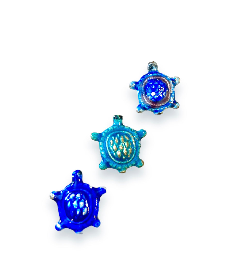 Mix Color Cloisonné Turtle Beads, 3pcs