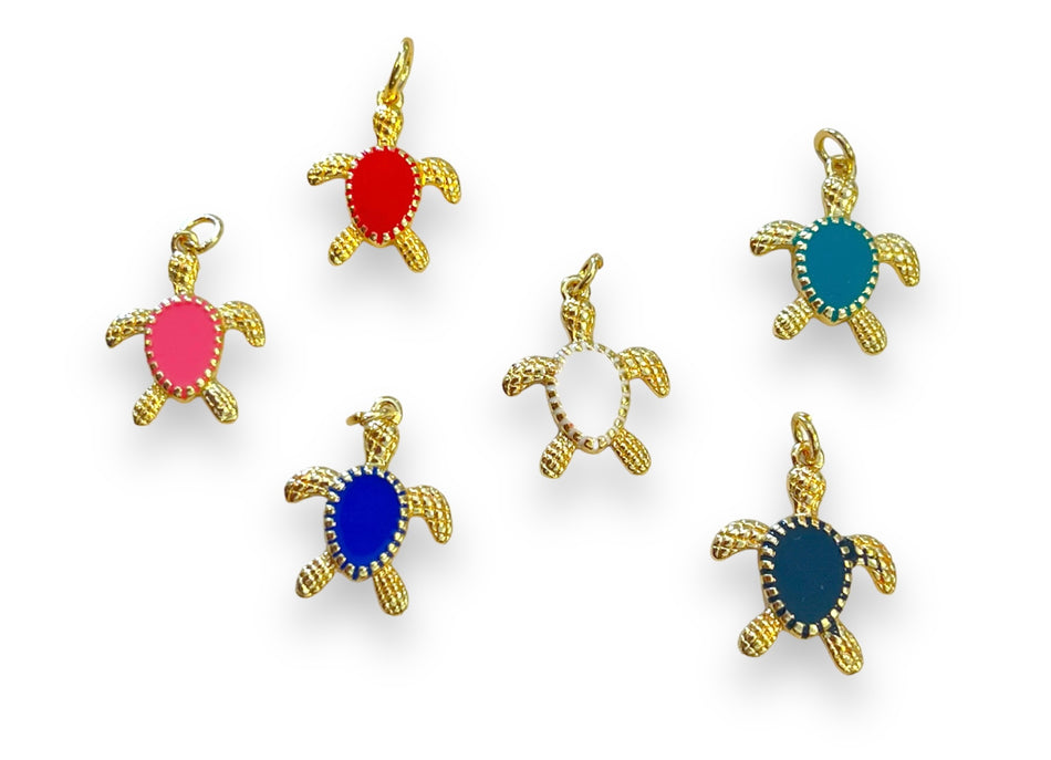 Gold-Filled Mix Color Turtle Charms, 6pcs