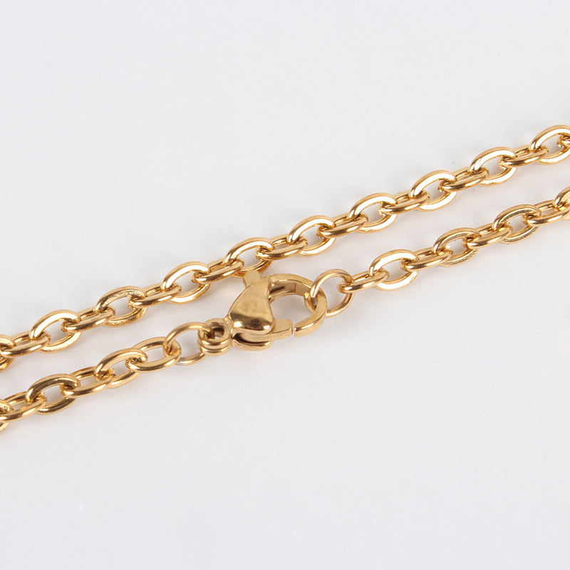 Stainless Steel Gold Chain 19 Inches Long, 10pcs