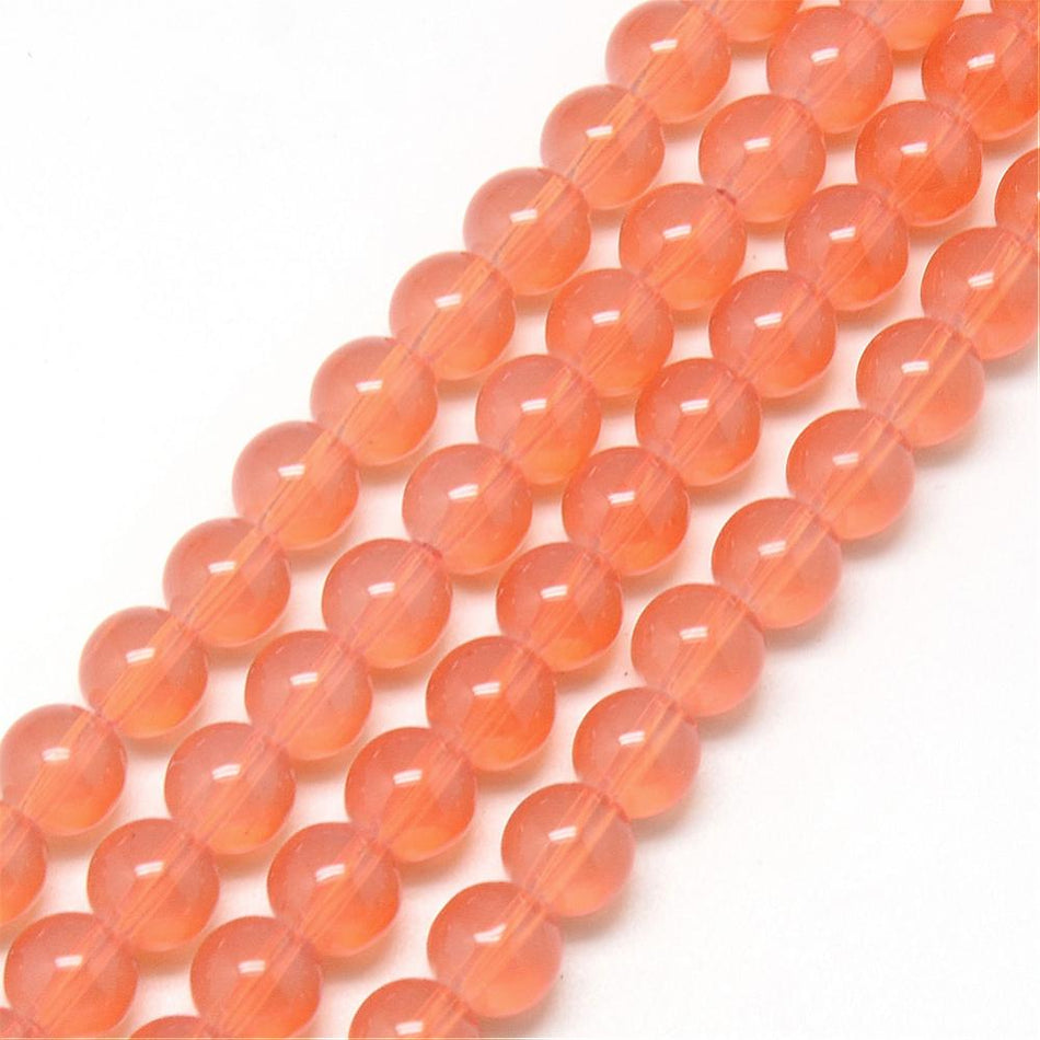 Orange Glass Bead Strand 6mm, 31inch Long