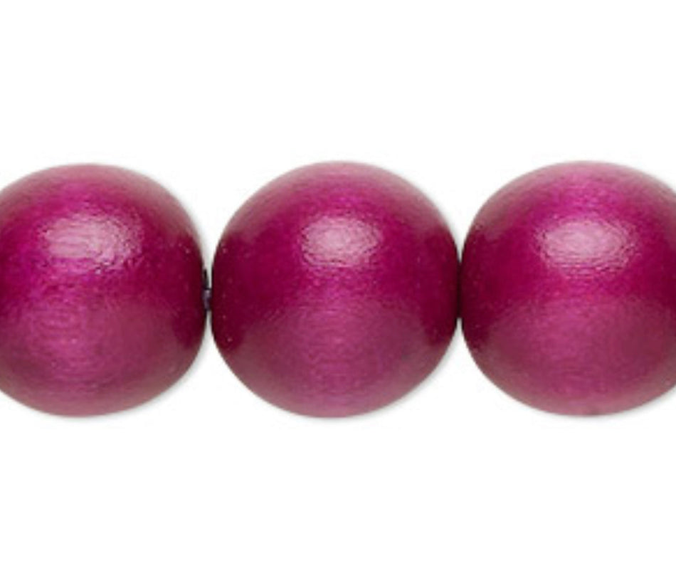 Dark Magenta Wood-Bead Strand, 29pcs