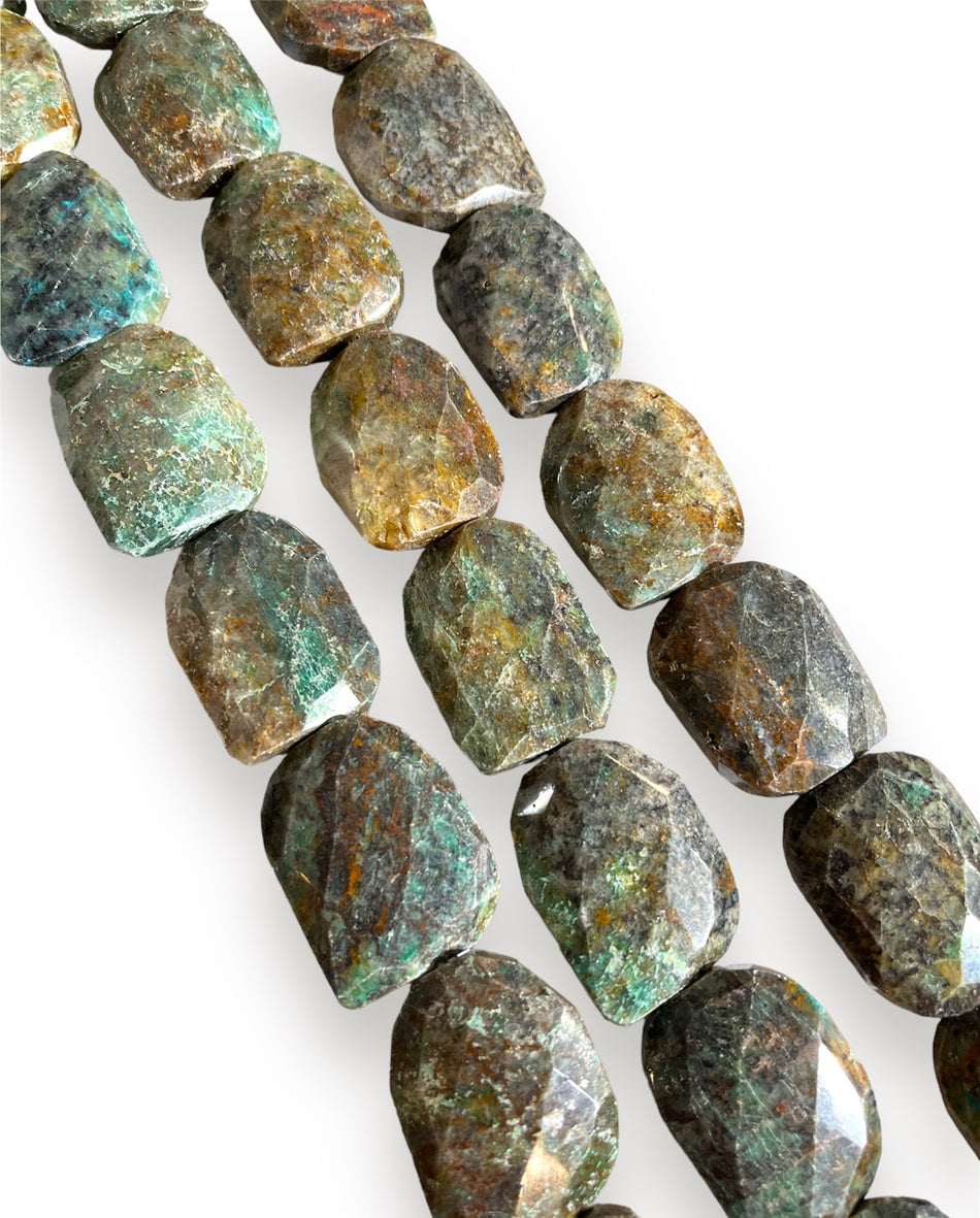 Brown and Green Chunk Gemstone Strand, 40mm