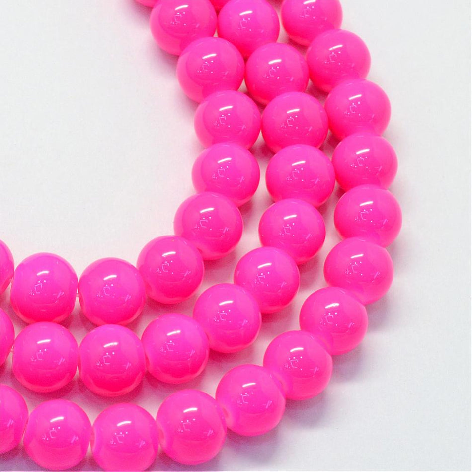 Glass Round Bead Strand, 12mm