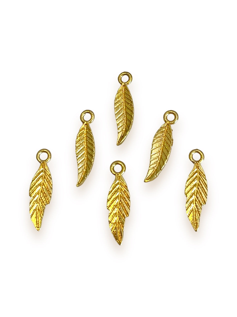 Gold-Filled Leaf Pendants, 6pcs