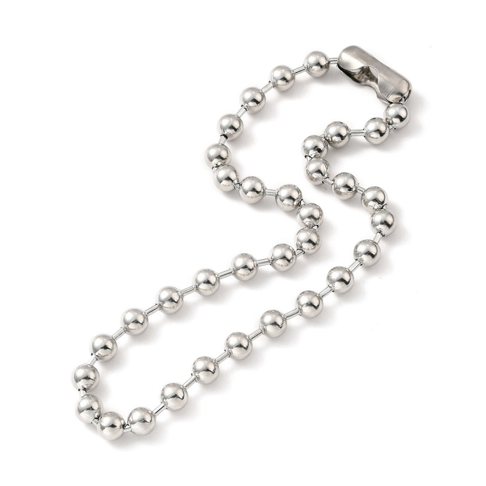 Silver Stainless Steel Ball Chain Necklace, 8mm