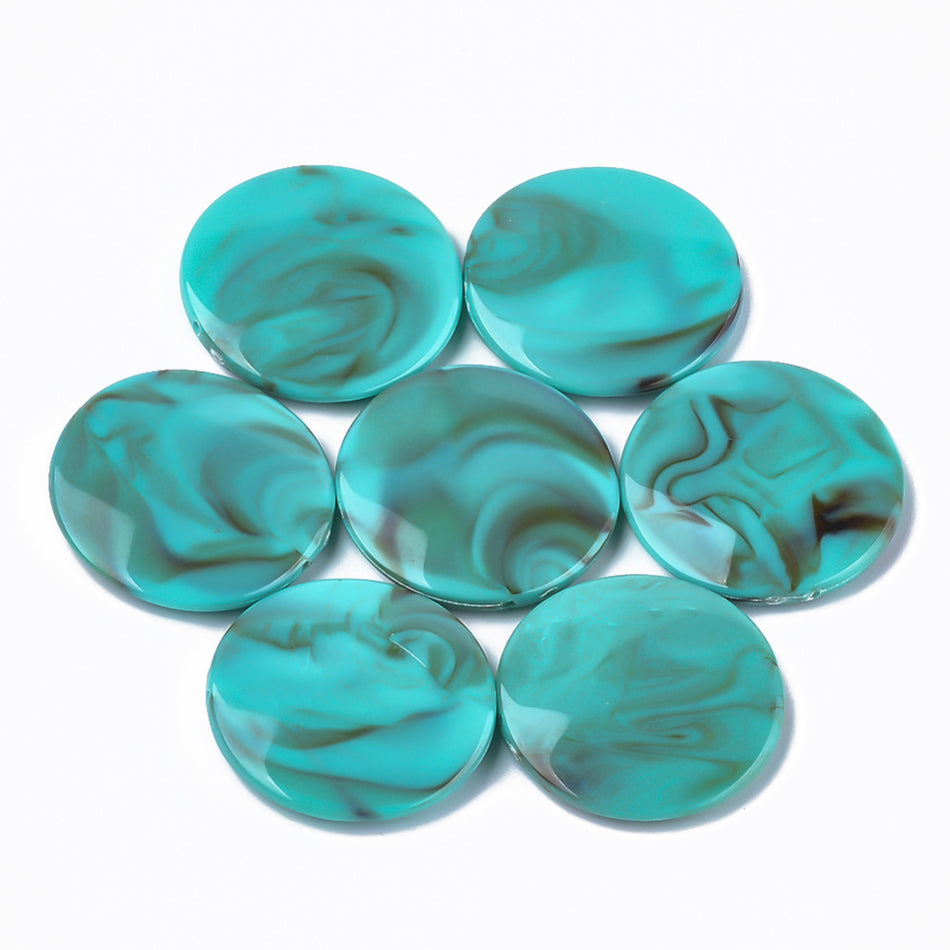 Mixed Color Flat Round Acrylic Beads, 12pcs