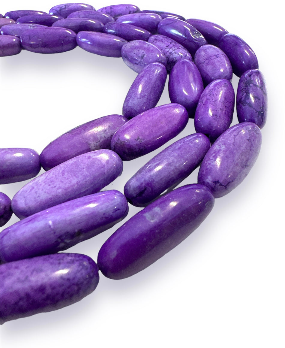 Long Oval Purple Howlite Strand