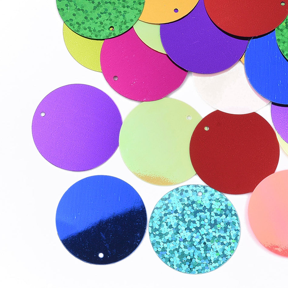 Mixed Color Flat Round Plastic Pendant, 45pcs