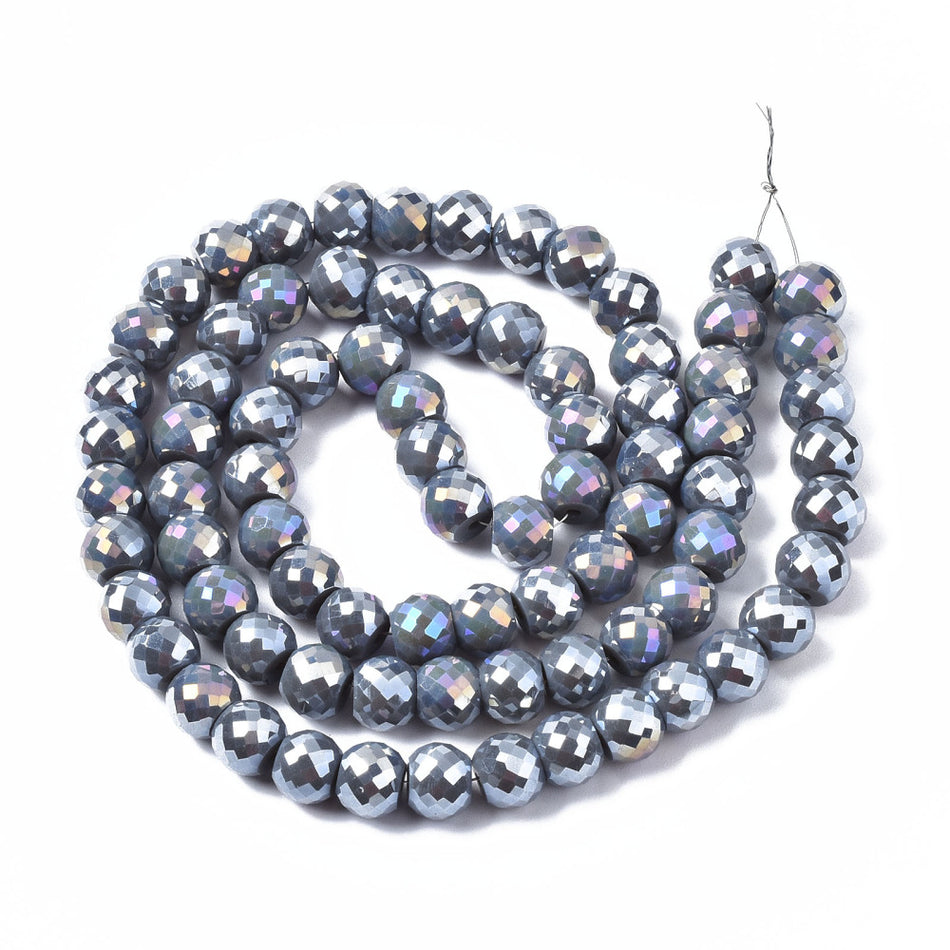 Faceted Rondelle Glass Bead Strand 8mm, 80pcs