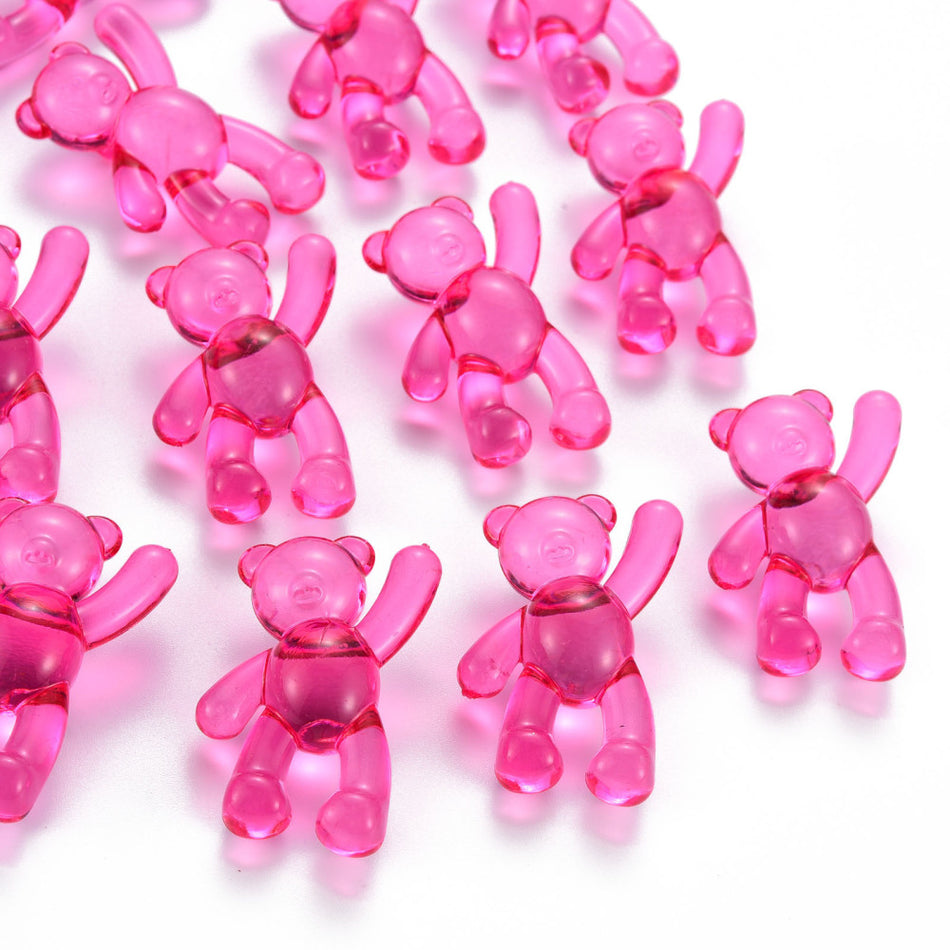 Mix Acrylic Bear Pendants, 8pcs