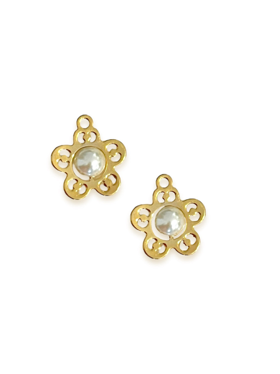 Gold-Filled Pearl Flower Charm, 1pc