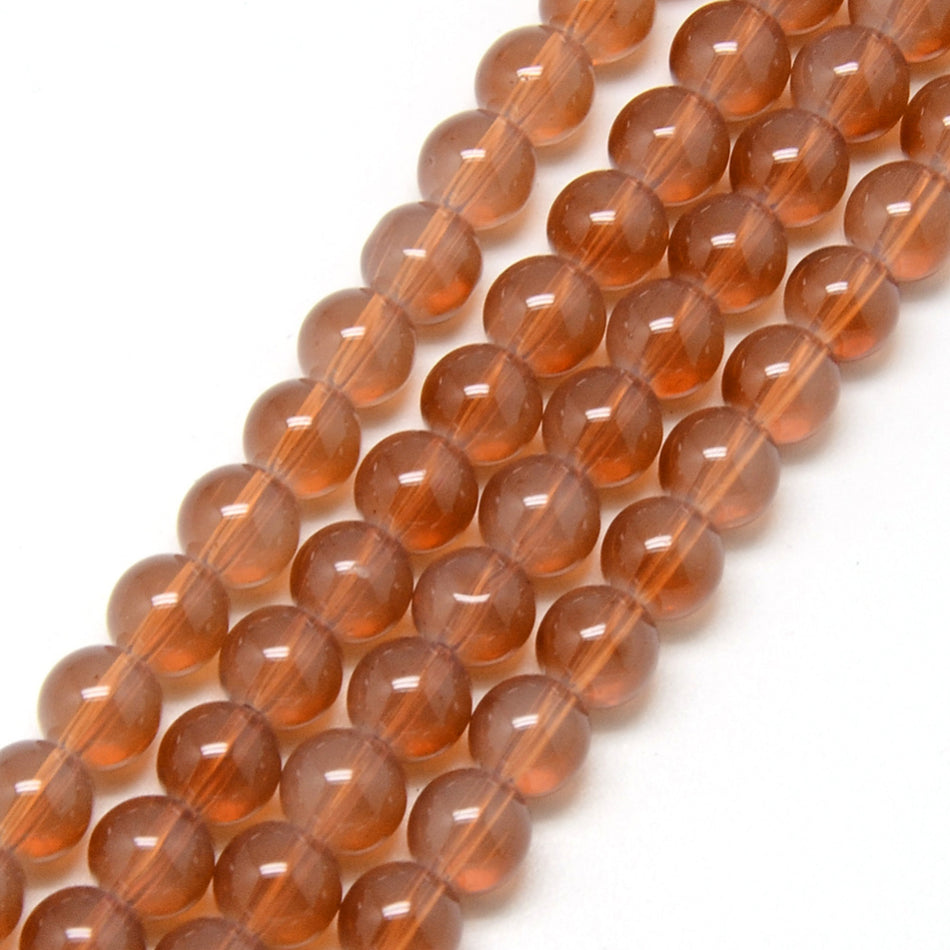 Brown Glass Bead Strand 8mm, 31inch Long