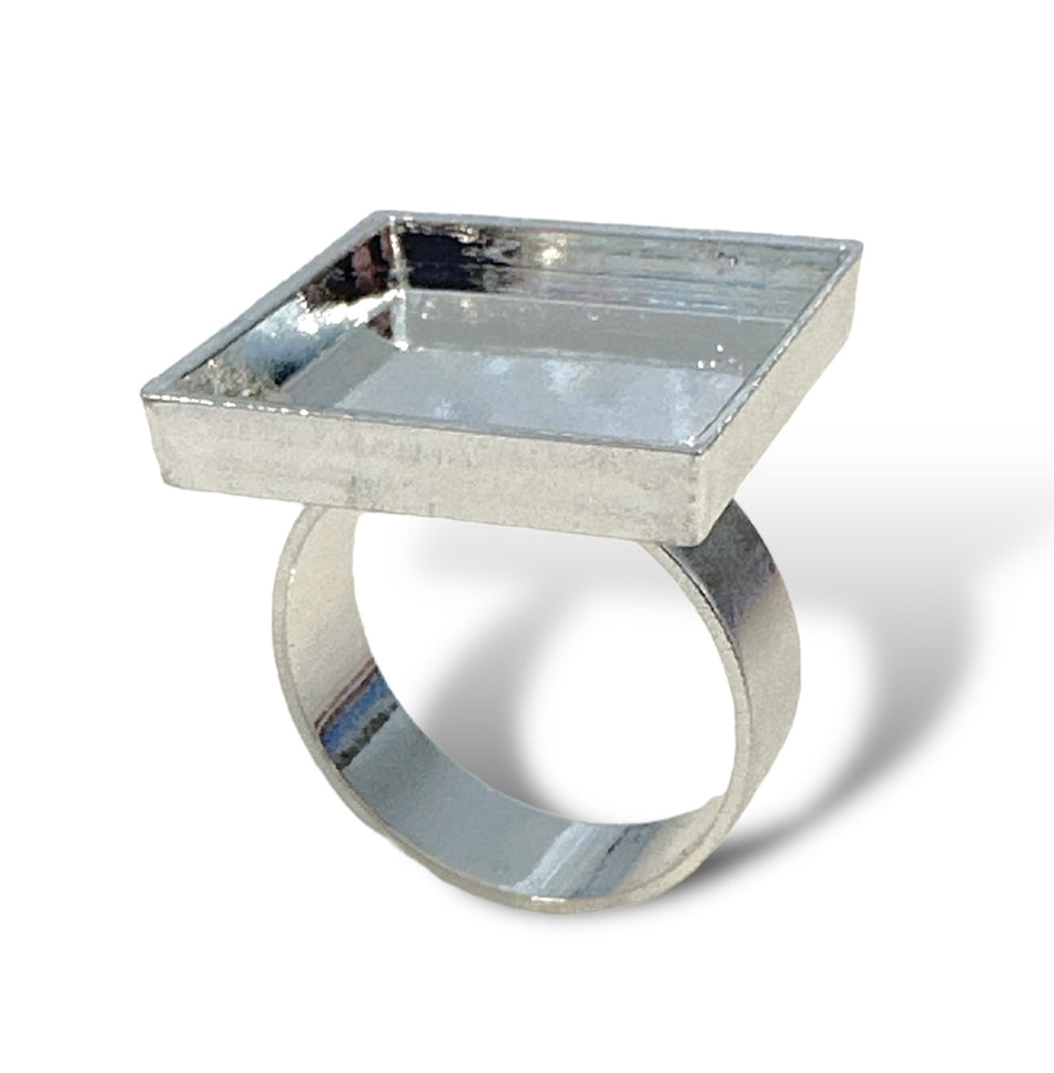 Silver Square Base Ring, 1pc