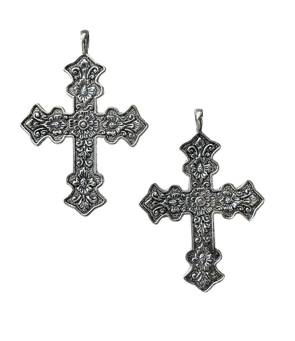 Silver Cross Pendant, 2pcs