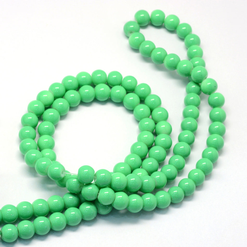 Mint Green Glass Bead Strand 8mm, 31inch Long