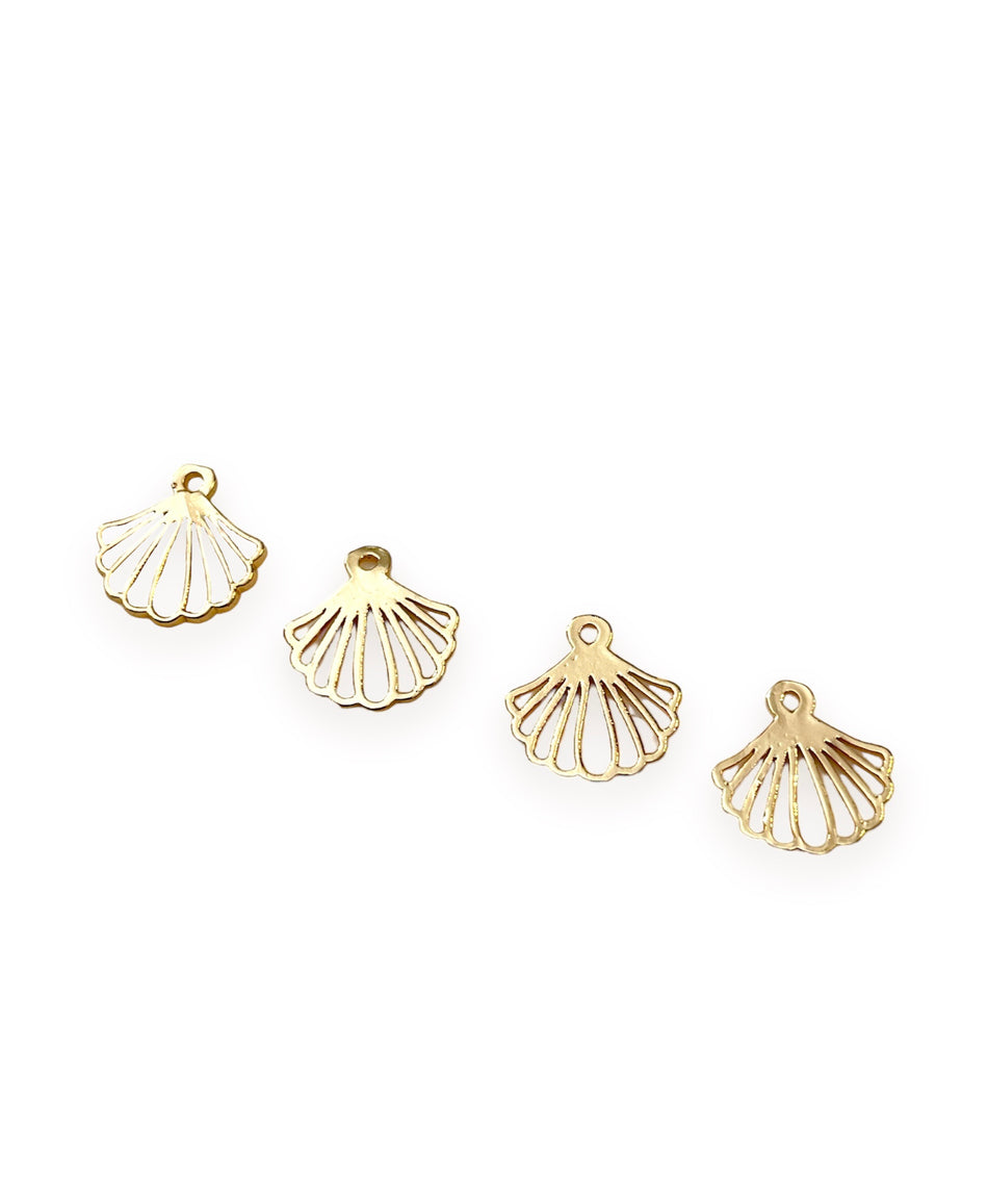 Gold-Filled Seashell Charms, 4pcs