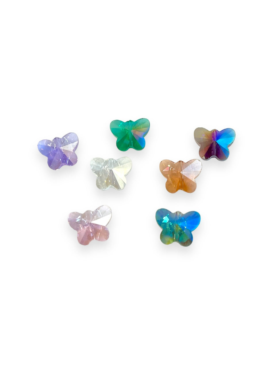 Mix Color Butterfly Glass Beads, 12pcs