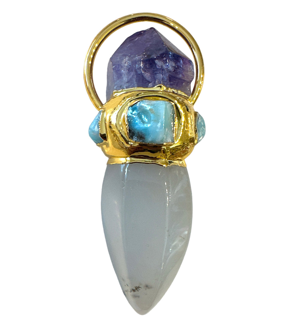 Gold-Gemstone Pendant, 1pc