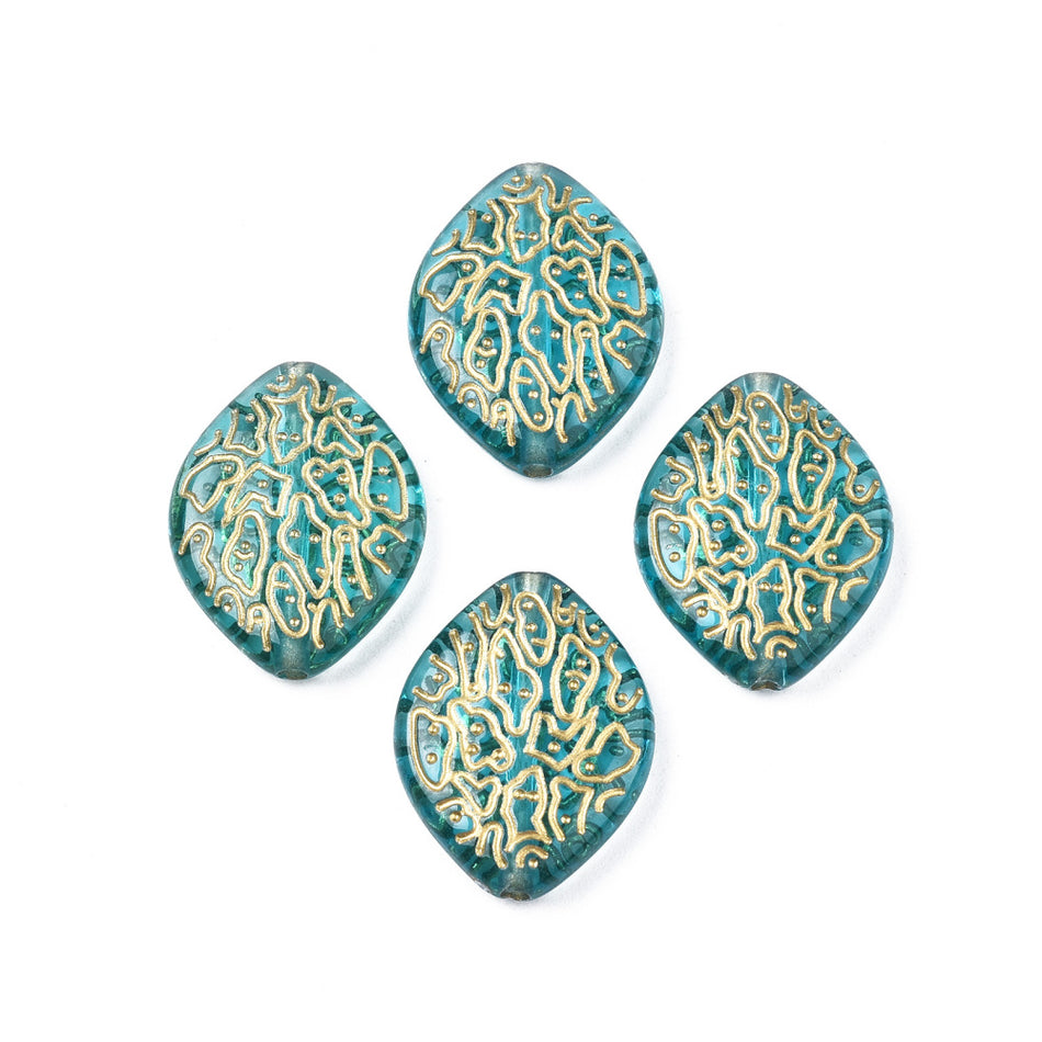 Turquoise Oval Plastic Beads, 15pcs