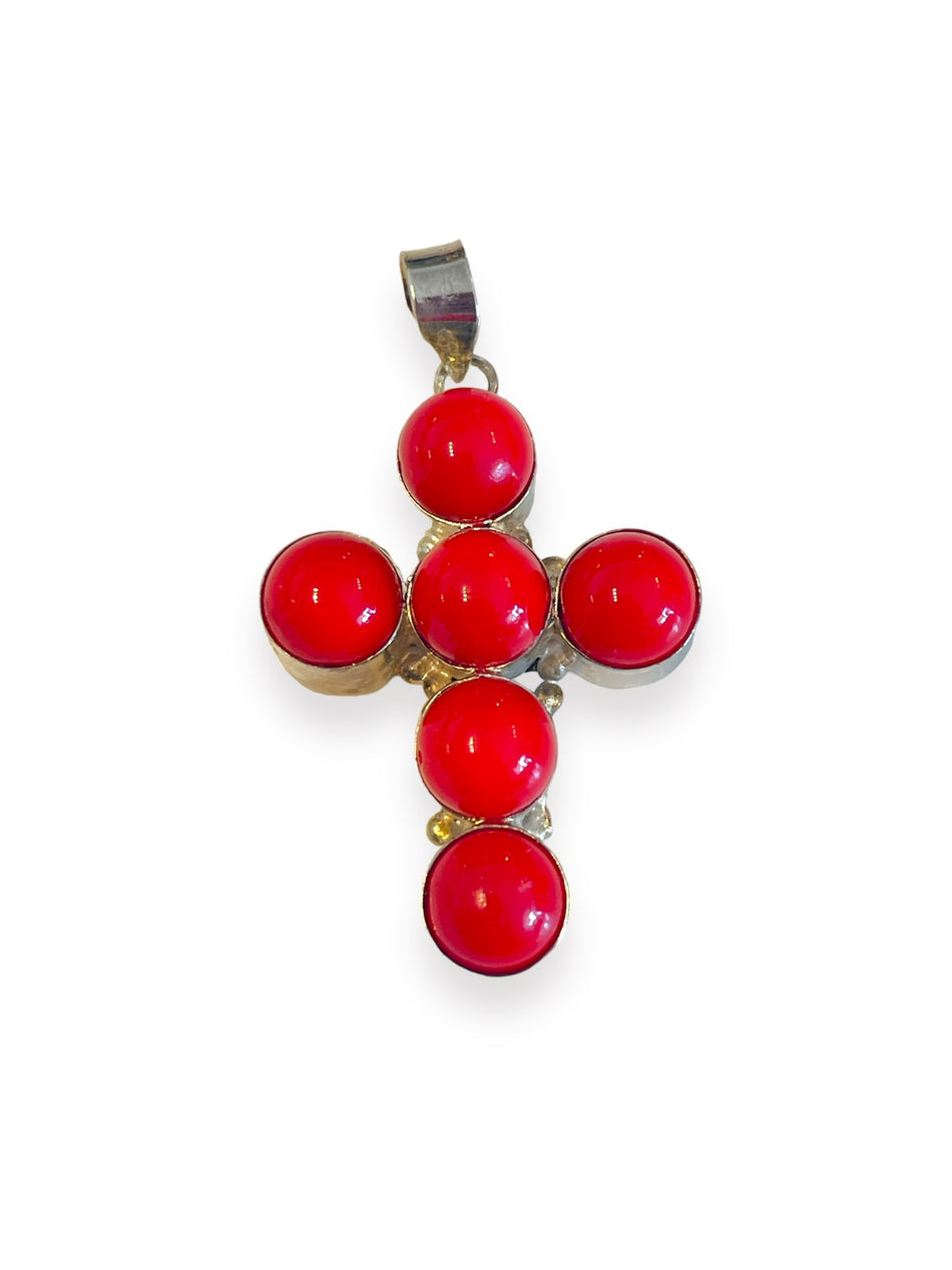 Silver Red Cross Pendant 3 inch, 1pc