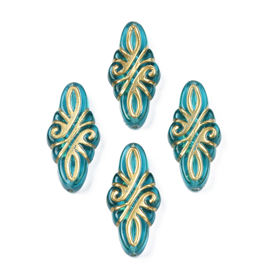 Turquoise Oval Plastic Beads, 10pcs