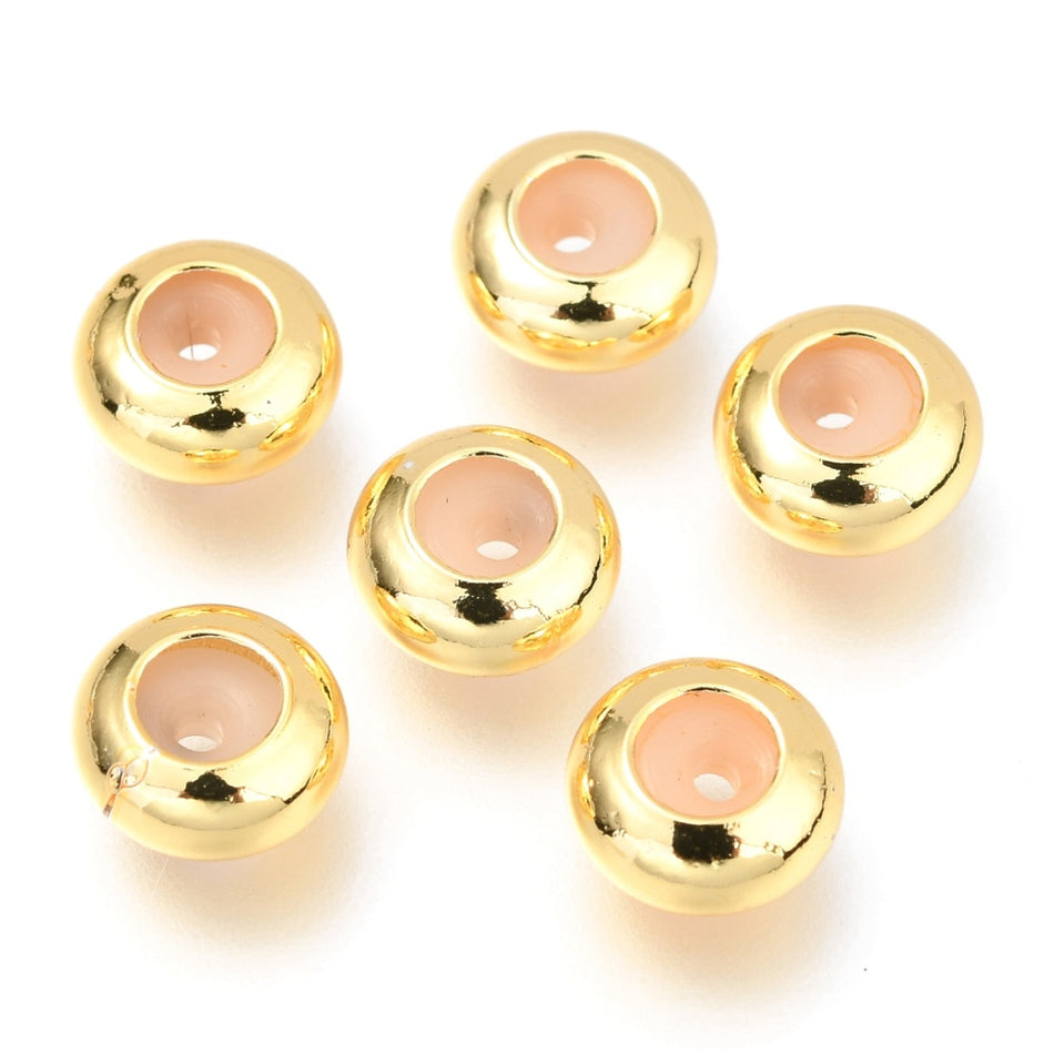 Gold Slider Beads, 6pcs