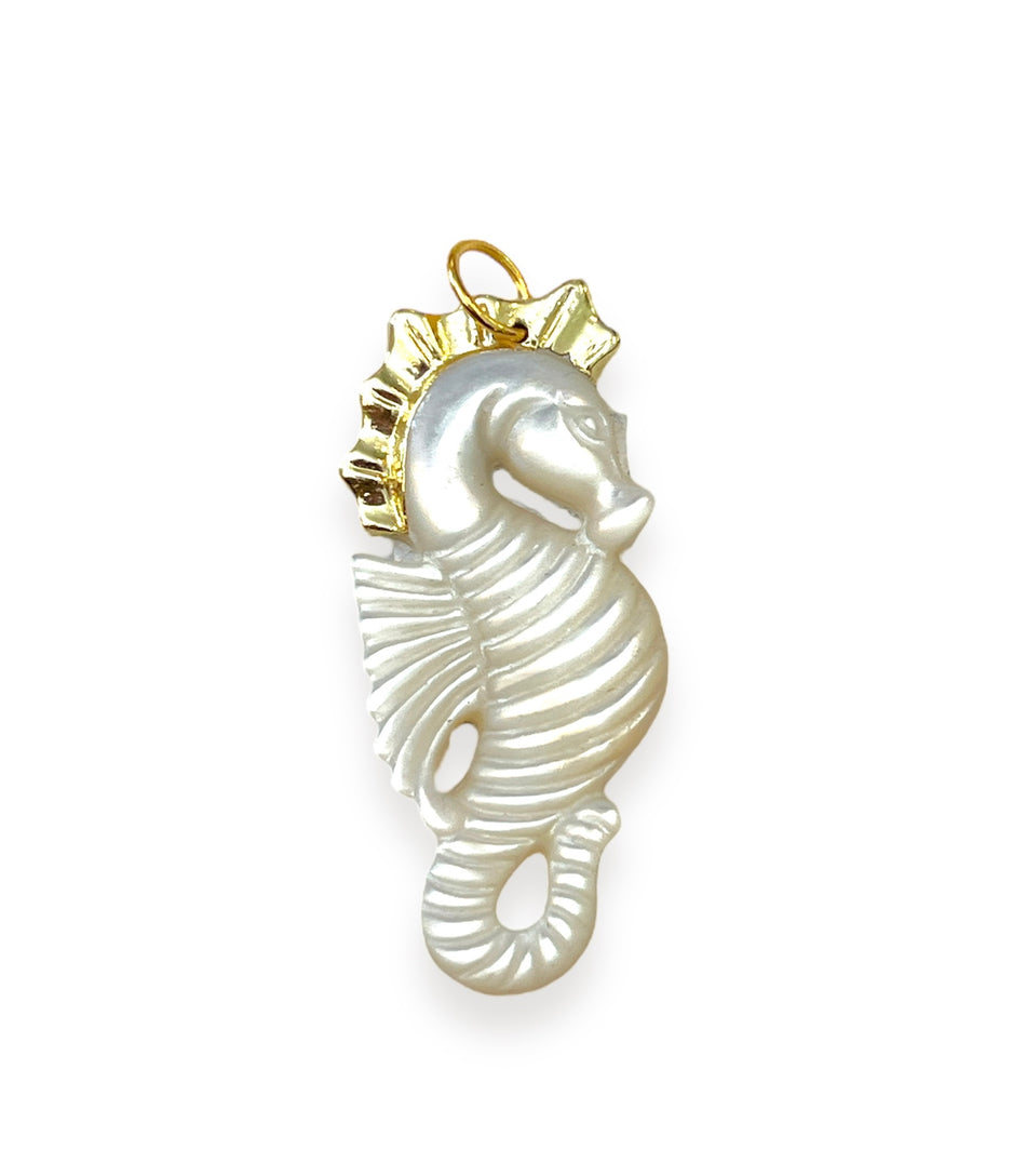 Gold-Filled Shell Seahorse Charm, 1pc