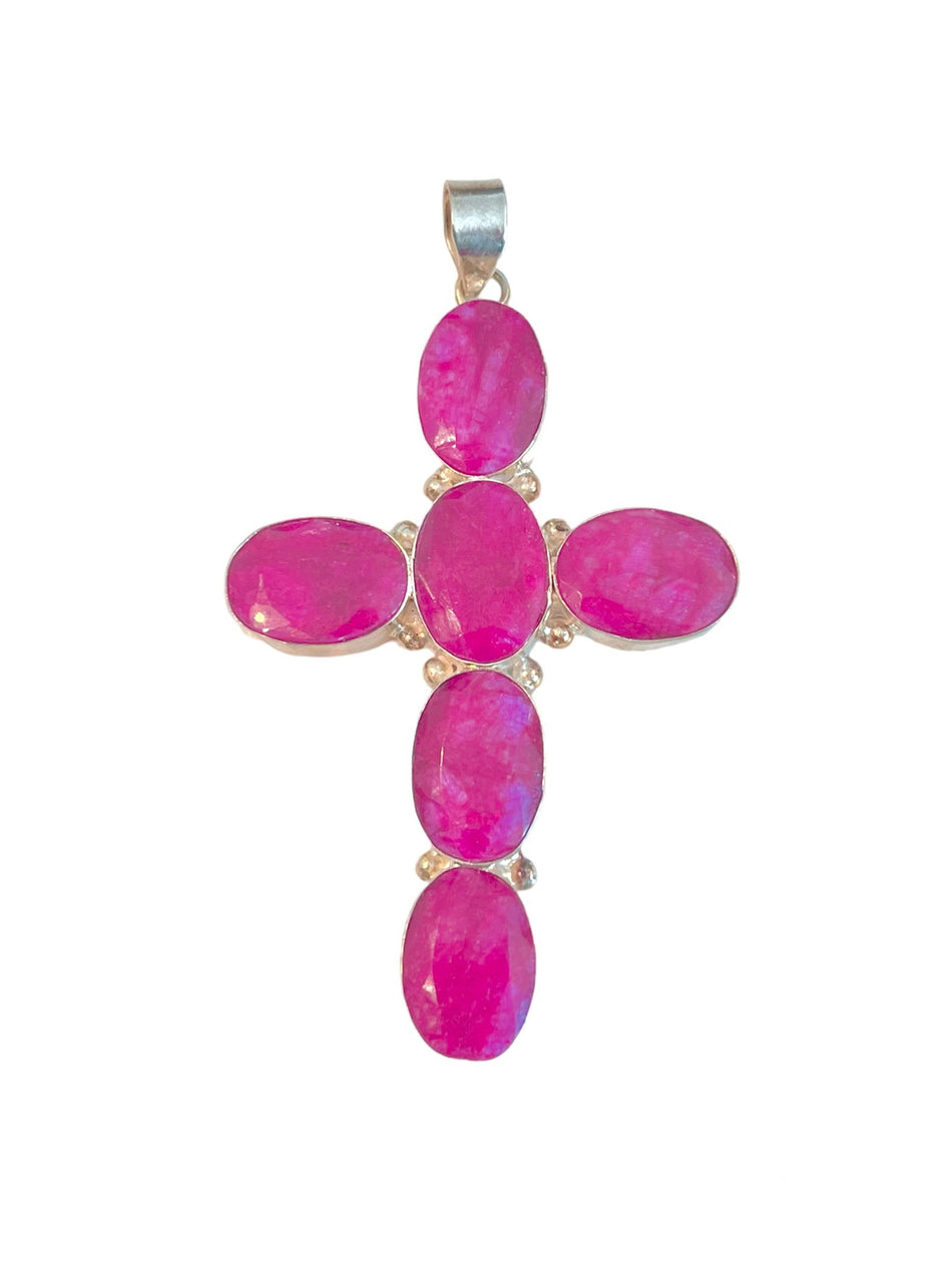 Magenta Silver Cross 4 inch, 1pc