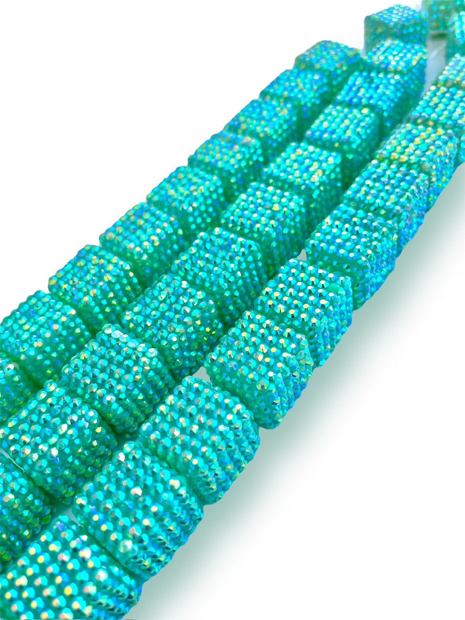 Turquoise Acrylic Cube Strand, 20mm